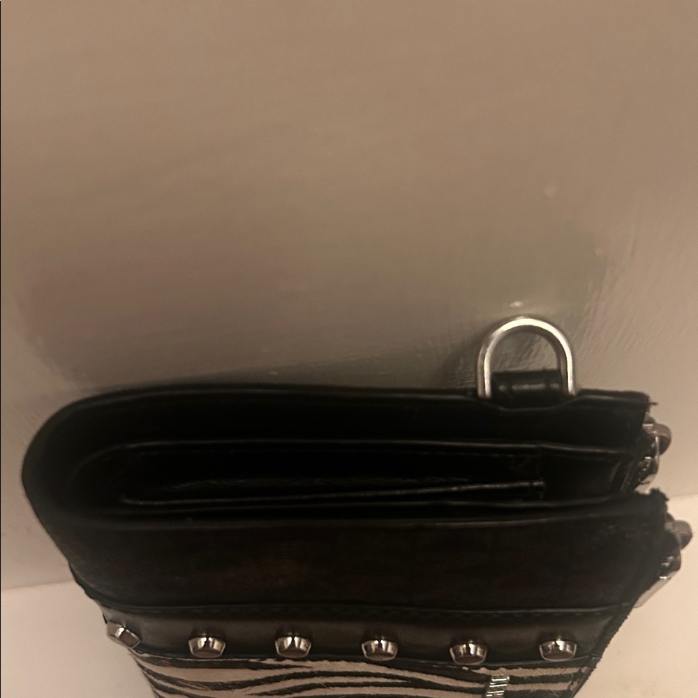 Michael Kors Jet Set Striped Calf Hair Double Zip Phone Wallet in MK Print - Picture 11 of 12